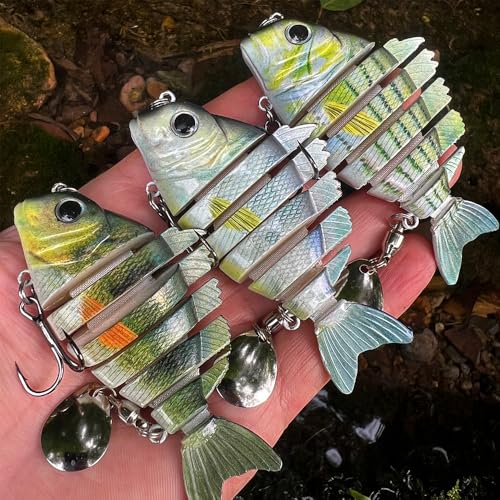 Crankbait Fishing Lure Pike Muskie Lures Lifelike Multi Jointed Swimbait Segement Hard Minnow Bait Treble Hook - color: HS078MON-3pcs/set