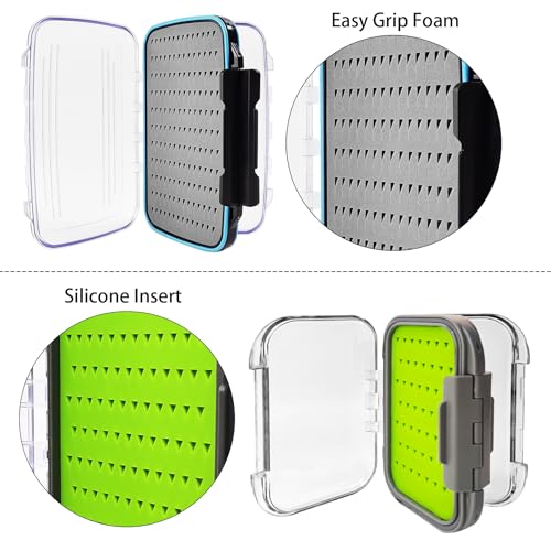 Aventik Silicone Fly Fishing Box Jig Box Waterproof Streamer flies Case Double Sided Clear Lid Storage Lure Case Saltwater Freshwater (MB:6.08x4x1.57inch) - style: MB:6.08x4x1.57inch
