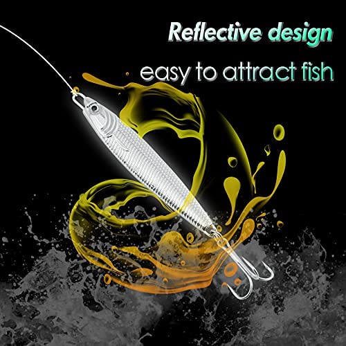 Dr.Fish Fishing Jigs Jigging Spoon Saltwater Fishing Lure Casting Metal Spoon Surf Fishing Mackerel Striper Lures Stinger Bluefish Vertical Diamond Jig - color: Silver, size: 2oz-3 Pieces