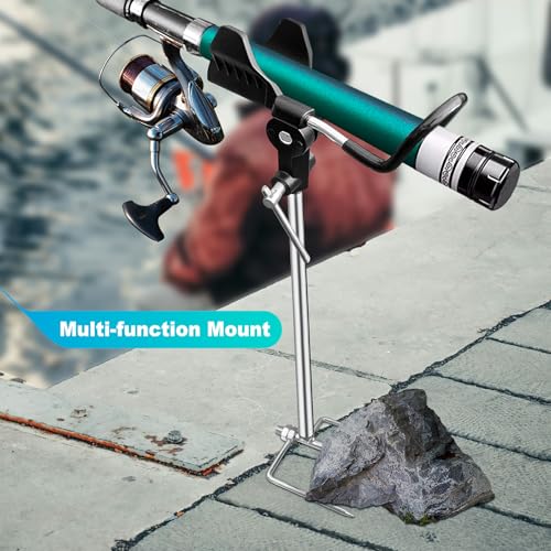 2 Pack Fishing Rod Holders for Bank Fishing, Multifunctional Stainless Steel Fishing Pole Holders for Ground, 360 ° Adjustable & Detachable Easy to Carry, Gift for Men Father’s Day, Birthday Day - style: All-season