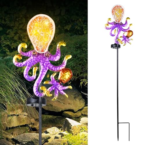 Yiosax-Solar Outdoor Lights Decorative-Yard Outdoor Decorative - Garden Stakes Octopus Decorative Waterproof 7 LED Light Decor Ocean Beach Theme for Lawn Path Yard Decoration Gift Idea - style: Octopus