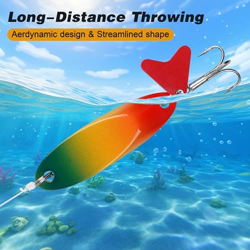 Fishing Lures Casting Spoon Lure, 5pcs Hard Metal Spoon Fishing Lures for Trout Bass Crappie Pike Walleye Saltwater Freshwater Fishing Gear 3/16oz-2oz - color: Painted-A, size: 3/8oz(10g)
