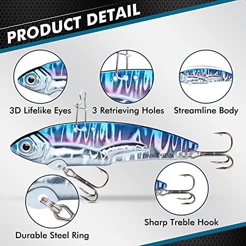 TRUSCEND Vibespinner Easy Catch Fishing Lures with BKK Hooks, Tail Spinner Baits with 4 Actions, Vibrating Swimming Flashing & Jigging for More Bites, Spoon Lures for Bass Trout Crappie Walleye Pike - color: C5-0.5oz-2.6"