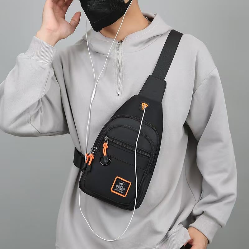 Sling Bag Small Sling Backpack Travel Backpack Hiking Daypack Adjustable Shoulder Strap Chest Bag Multipurpose Cross Body Bag (Black) - color: Black