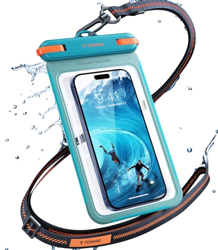 TORRAS IPX8 Waterproof Phone Pouch Floating, Underwater Screen Touchable, Water Proof Case with Lanyard for iPhone 17 Pro Max 16 S26, Cellphone Dry Bag Cruise Essentials 7.0 inch, Glacier Sprint - color: 1 Pack-Glacier Sprint