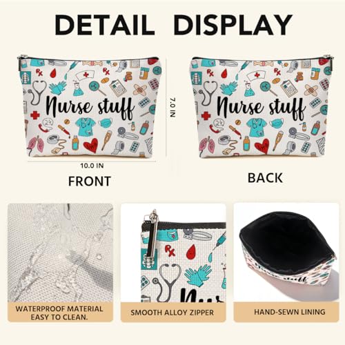 JIUWEIHU Nurse Makeup Bag, Nurses Gifts Cosmetic Bags Travel Organizer Bag Makeup Pouch, Sister Birthday Christmas Gift for Mom Friend, Nurse Gifts for Nursing Student Women Colleague - color: Multicolor 0072