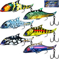 Pristis Jig Head Fishing Lures for Freshwater Saltwater, Weedless Swim Jig Teasers with Sharp Hooks & Exquisite Coating, Pre-Rigged Vibrating Swimbaits Kit Gear for Bass Crappie Walleye Trout Pike - color: 6 pcs Micro Metal Blade Baits