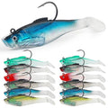 Soft Fishing Lures Pre-Rigged Swimbait Jig Head Paddle Tail Swim Baits Swim Shad Lures Soft Plastic Swimbait Bass Trout Walleye Sinking Baits Fishing Lures Kit for Saltwater Freshwater - color: 12pcs/pack, size: 10cm/3.94inch