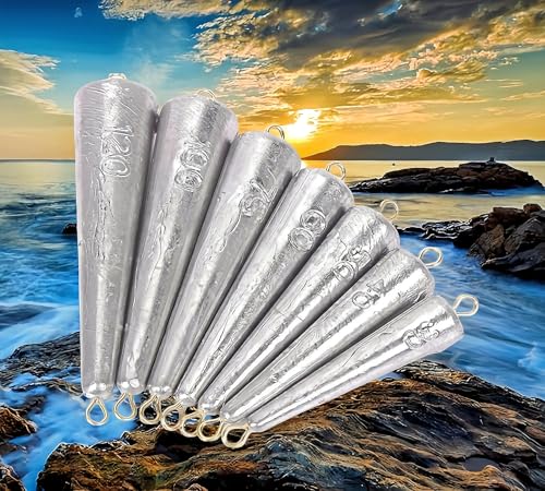 10PCS Fishing Weights Torpedo Sinkers Inline Trolling Sinkers Weights Kit Fishing Sinkers Catfishing Sinkers Saltwater Fishing Torpedo Weights Double Ring Sinkers-1oz(30g) - size: 4.23oz(120g)-4Pcs