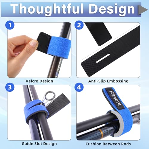 9PCS Fishing Rod Belts - Fishing Rod Sleeve Pole Straps, Fishing Pole Wrap - Fish Accessories Fit for Casting Rod, Spinning and Fly Rod