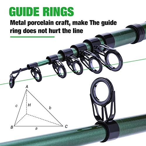 Sougayilang Telescopic Fishing Rod - 24 Ton Carbon Fiber,CNC Machined Reel Seat, Comfortable EVA Handle, Travel Fishing Rod for Bass Trout Fishing - color: GREEN, size: 6.9 ft