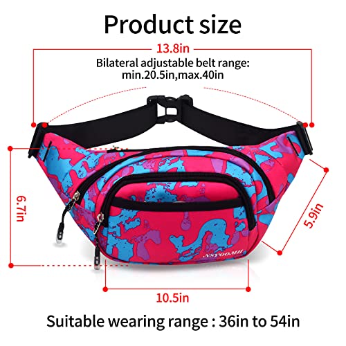Large Fanny Packs for Women, 5-Zipper Pockets Water Resistant Practical Waist Bag, for Outdoor Running Cycling Sports Travel Hiking Camping Fishing Fashionable Belt Bags - color: Camo Pink