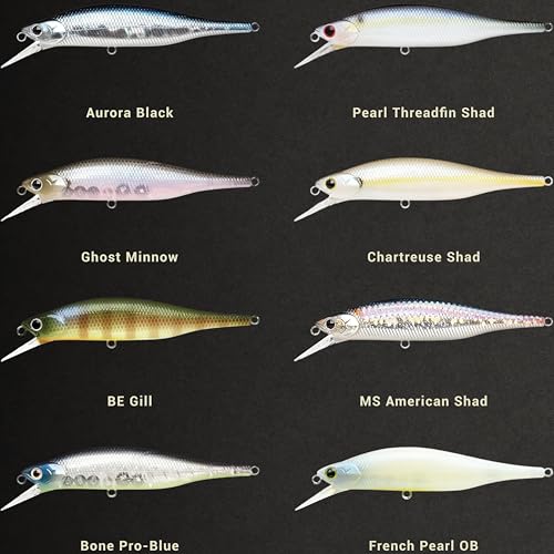 LUCKY CRAFT Lightning Pointer 98XR, Freshwater Bass Fishing Lures and Walleye Fishing Lures, 4" Slow Sinking Jerkbait, 6-7ft Depth, Largemouth Smallmouth, Tournament Fishing Gear - color: 052 Aurora Black