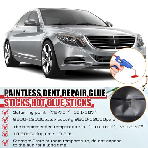 CroBlissful 20 Pcs Paintless Dent Repair Glue Sticks PDR Glue Hot Sticks Paintless Dent Repair Tool for Car Restoration Remover Tool Set (Red) - color: Red