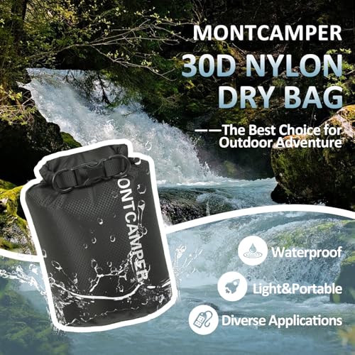 Waterproof Dry Bag 3L – 30D Nylon Roll Top Dry Sack with PU Coating, Lightweight Water-Resistant Storage for Kayaking, Camping, Hiking, Fishing & Beach (Black) - color: Black, size: 3L