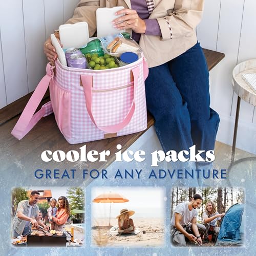 Cool Coolers by Fit & Fresh 4 Pack XL Slim Ice Packs, Quick Freeze Space Saving Reusable Ice Packs for Lunch Boxes or Coolers - color: Ivory (4 Pack)