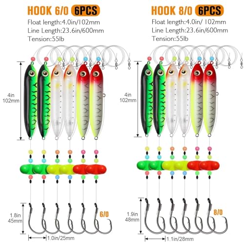 Dovesun Catfish Float Rigs with Catfish Rattles Rattling Catfish Tackle for Bank Fishing Santee Rig 6PCS - color: C-Catfish Float Rig with 8/0 Hook * 6PCS