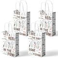 SamPartyShop 24 Pack Fishing Party Favor Bags for Kids – Gone Fishing Goodie Bags with Handles, Fishing Birthday Decorations, Fishing Party Supplies for Boys