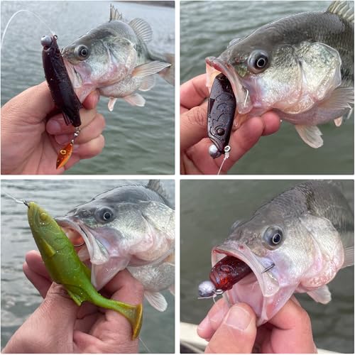 Paddle Tail Swimbaits Set, Ultra Soft PVC，Freshwater & Saltwater Ready, Includes Hooks, Weight & Spinnerbait Blades，Fishing Gear for Bass and Predator Fish - color: Burgundy