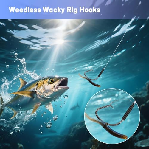 25-Pack 2X Strong Weedless Wacky Rig Hooks - Ultra Sharp Neko Rig Circle Weedless Hooks for Bass & Catfish,Saltwater & Freshwater - color: 4/0_25PCS