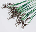50pcs Fishing Wire Leaders Heavy Duty Nylon-Coated Fishing Line Wire Leaders with Swivels and Snaps 6inch Black/Green/Silver - color: 50pcs green, size: 10 inch