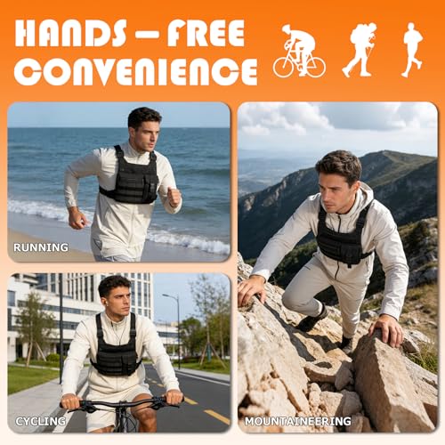 KINGSLONG Running Vest, Chest Bag for Men, Chest Pack, Hiking - color: A-Black