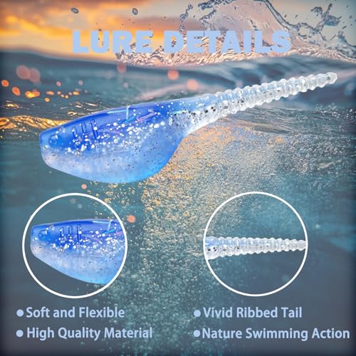 Crappie Lures Kit - Soft Plastic Lures for Trout, Bass, Panfish & Bluegill - 24 Packs - color: Blue