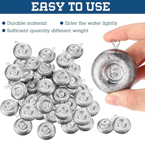 24 Pieces Fishing Disc Sinkers Weights Disc Sinker Fishing Sinkers Weights for Saltwater Catfishing Trolling Surf Tackle - size: 5 oz