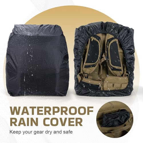 Goture Fishing Backpack, 66L 600D Tackle Backpack with Cooler,3 Rod Holders, Helmet Holder, Rain Cover, Saltwater Large Fishing Bag for Camping Hiking, Gear Storage Bag, Gifts for Men - color: B1:khaki(without Tackle Box)