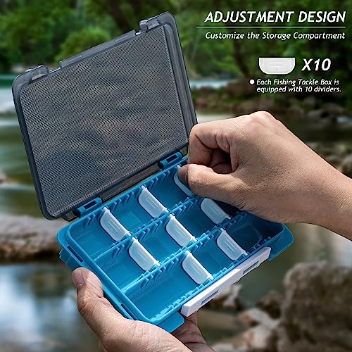 QualyQualy Fishing Tackle Box, Small Tackle Box Organizer with Removeable Diveders, 2 in 1 Mini Fishing Hook Organizer, Plastic Storage Fly Box - color: Blue, size: A 2pcs