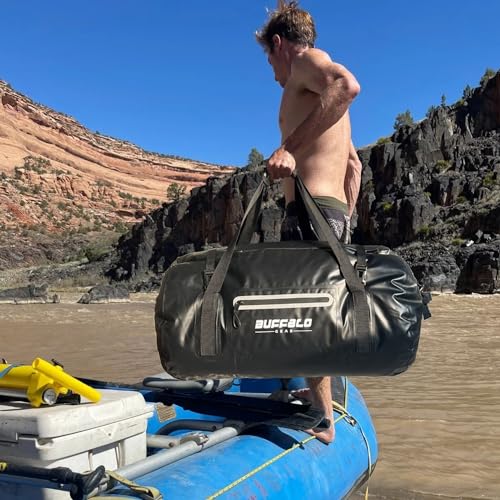 Buffalo Gear Waterproof Duffle Bag 40L 60L 80L Roll-top Dry Bag Heavy Duty Waterproof Duffel Travel Bag for Kayaking Rafting Boating Fishing Camping - color: Black, size: 60L