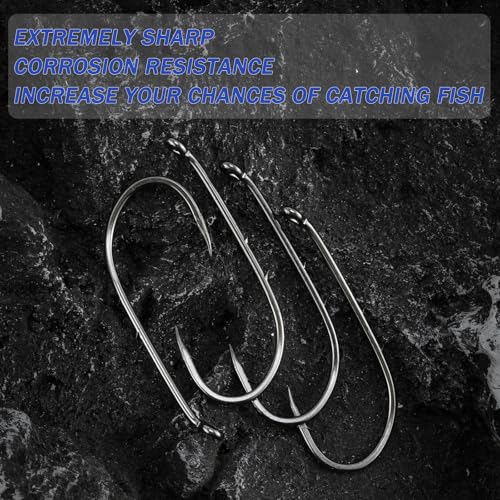 Dr.Fish 100 Pack Baitholder Hooks Freshwater Fishing Hooks, Down Eye, Offset, Walleye/Trout/Crappie/Panfish/Bluegill Saltwater Fishing - size: #1-100 Pack