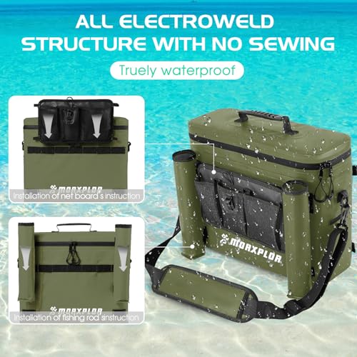 MORXPLOR Kayak Cooler,Waterproof Kayak Seat Back Cooler for Kayaking,Kayak Accessories Cooler Bag,Protable Ice Chest,Beach Cooler,Travel Cooler for Camping or Lunch Bag - color: Army Green