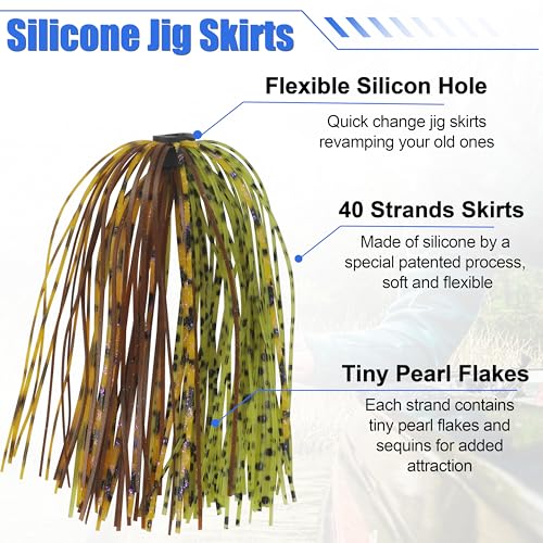 Spinner Bait Skirt Jig Skirts Replacement DIY Fishing Lure Making Supplies Soft Skirt for Spinnerbaits Bass Fishing Jigs Buzzbait Squid Jigs Fishing Lure Skirts - style: A-skirts-18pcs