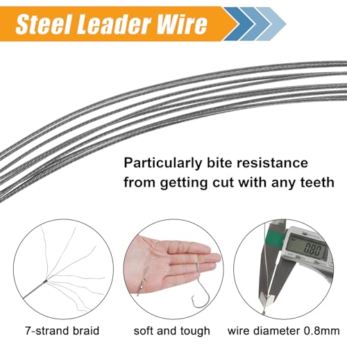 Circle Hooks Rigs Saltwater Fishing Leader Wire, 20pcs Circle Hooks with Steel Wire Leaders Catfish Rig for Bass Surf Fishing Striper Snapper Flounder - size: 3/0-20Pack
