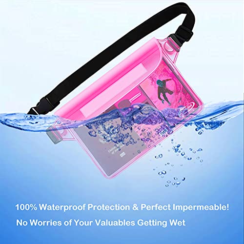 AiRunTech Waterproof Sling Shoulder Bag for Women Men, Amusement Theme Park Mexico Cancun Vacation Essentials Accessories Must Haves,Waterproof Pouch for Phone Passport Wallet Purse with Waist Strap - color: Black + Pink