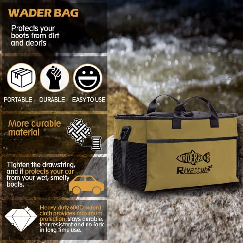 Riverruns Fishing Hunting Wader Bag with Vented Mesh, Waders Boots Bag, Fly Fish Storage Bag for Fishing, Hiking, Camping - color: Khaki, size: X-Large 108 L
