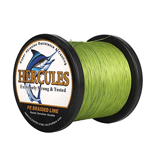 HERCULES Cost-Effective Super Cast 8 Strands Braided Fishing Line 10LB to 300LB Test for Salt-Water,109/328/547/1094 Yards(100M/300M/500M/1000M),Diam.#0.12MM-1.2MM,Hi-Grade Performance,Variety Colors - color: Army Green, size: 20LB-0.20MM-2187YDS(2000M)-8