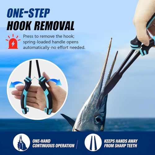 EUPHENG 11in Fishing Long Nose Pliers Carbon Steel Corrosion Resistant PTFE Coated Hook Remover Saltwater & Freshwater with Return Spring Needle Nose Pliers Straight & Bent Jaws for Bass Snook Trout - color: Orange（Straight Nose）