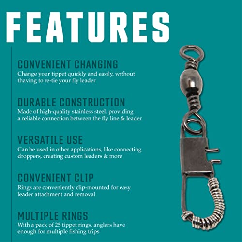 Nirvana Premium Fly Fishing Tippet Rings - 25 Rings on a Clip - Made in Japan - style: 2mm