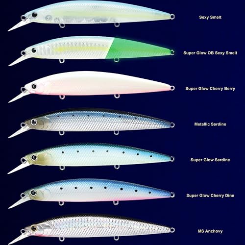 LUCKY CRAFT Surf Pointer 115MR Saltwater Fishing Lures for Halibut and Stripped Bass, Long Casting Jerkbait, Sinking Surf Fishing Gear, Fish Accessories for Tackle Box - color: 765 MS Anchovy, size: One Size