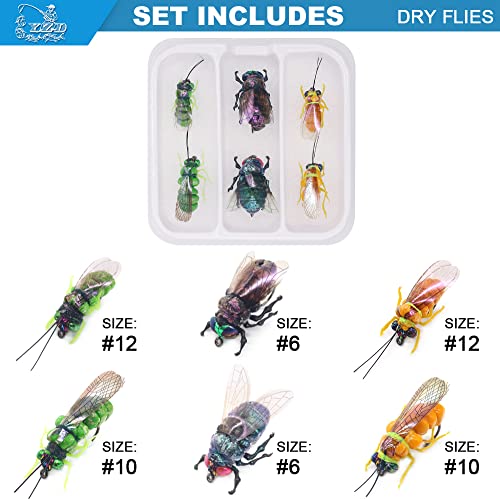 YZD Realistic Fly Fishing Dry Wet Nymph Trout Flies Topwater Lures for Freshwater Saltwater High Simulation Hand Tie Lure Kits - color: 21-A-06