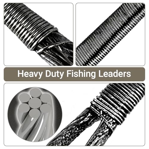 Atibin Steel Wire Fishing Leader Lure Stainless Snap Fishing Leaders Freshwater Saltwater Swivel Leader Wire Strong Black Nickel - size: Size #3 (9.8in-40lb) 30pcs