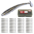Paddle Tail Swimbaits 100/80/50PCS, 5/4/3/2 inch Soft Fishing Lures Bulk Pack – Durable Lifelike Action Lures for Bass, Trout, Crappie – Freshwater & Saltwater Fishing Gifts - color: Black-Gold, size: 5in, 50pcs