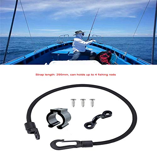 Rod Straps for Bass Boat, Deck Mount Connector Mount Rod Strap, Rod Holders for Boat Deck with Straps + Kayak Paddle Clip, Canoe Kayak Boat Fishing Rod Replacement Accessories - 4Pcs