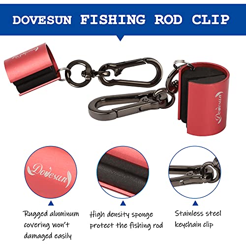 Dovesun Creek Rod Clips Wearable Fishing Rod Holder Clip Fly Fishing Pole Accessories 1PCS & 2PCS - color: Cylindrical-Red-1PCS