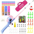 Kids Fishing Pole, Telescopic Fishing Rod, Toddler Collapsible Fishing Rod and Reel Combo with Tackle Box, Fishing Line, Bobber, and Soft Lures for Boy, Girl, Youth, Beginner, Over 4 Years Old - color: Lavender & Blossom Pink