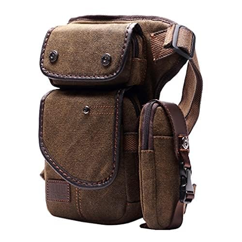 Canvas Drop Leg Bag Cycling Waist Pack for Men Outdoor Travel Sports Tactical Hiking Climbing Motorcycle Bike Fanny Pouch Casual Camping Sling Daypack Brown - color: #05Brown