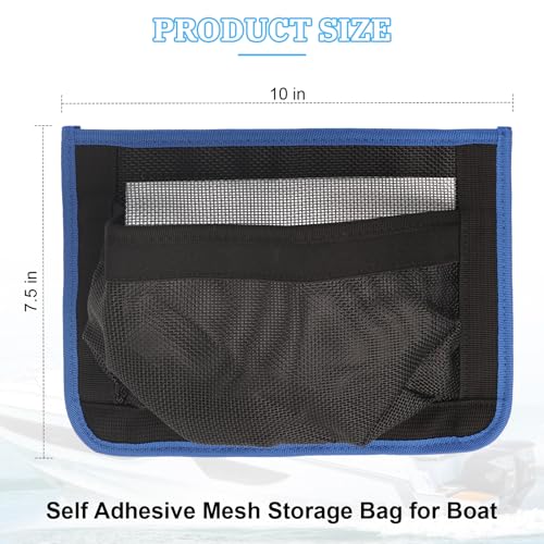 10"x7" Self-Adhesive Storage Mesh Bags, Boat Storage Organizer Mesh Bag with Strong Quadruple Backing, Waterproof Boat Storage Net for Tools Fishing Gear Equipment - 1Pcs - style: 1 Pcs