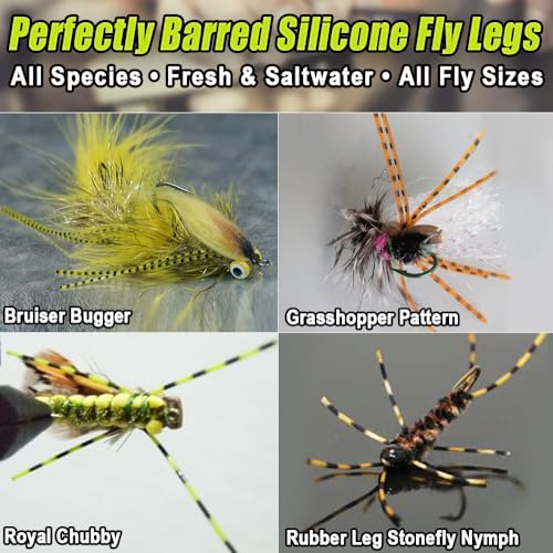 Rubber-Legs-Fly-Tying-Materials-12-Colors-Silicone-Legs-for-Fly-Tying-Flies & Jigs Trout Bass Panfish Lure Making Supplies Kit - color: 12 Classic Colors Set